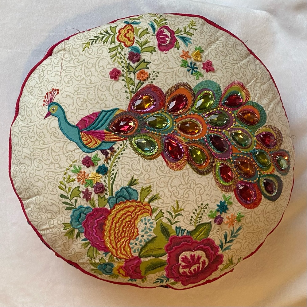 Pier 1 Accents | Colorful Bejeweled Floral Peacock Pillow